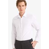 DeFacto Modern Fit Polo Yaka Uzun Kollu Gömlek, XL, G0375AX26SP, Beyaz-WT79, Erkek