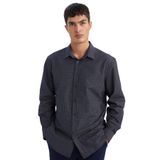 DeFacto Modern Fit Poplin Desenli Pamuk Karışımlı Uzun Kollu Gömlek, L, 3160539, Lacivert, Erkek