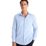 DeFacto Modern Fit Poplin Düz Pamuk Karışımlı Uzun Kollu Gömlek, S, 3173832, Mavi, Erkek