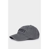 DeFacto Nakışlı Pamuklu Cap Şapka, STD, B8005AX26SM, Antrasit, Erkek