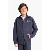 DeFacto Nakışlı Uzun Kollu Gömlek Erkek Çocuk, 9-10 Yaş, G3273A825WN, Lacivert-NV146, Erkek Çocuk