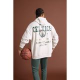 DeFacto NBA Boston Celtics Oversize Geniş Kalıp Kapüşonlu Sırt Baskılı Kalın Sweatshirt D3242AX24WN