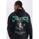 DeFacto NBA Boston Celtics Oversize Geniş Kalıp Kapüşonlu Sırt Baskılı Kalın Sweatshirt
