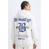 DeFacto NBA Brooklyn Nets Comfort Fit Rahat Kalıp Kapüşonlu Kalın Sırt Baskılı Sweatshirt D3222AX24WN