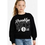 DeFacto NBA Brooklyn Nets Oversize Geniş Kalıp Bisiklet Yaka Sweatshirt Kız Çocuk