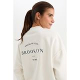 DeFacto NBA Brooklyn Nets Oversize Uzun Kollu Kolej Yaka Bomber Pamuklu Sırt Baskılı Bomber Hırka C8101AX24AU