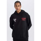 DeFacto NBA Chicago Bulls Boxy Fit Kapüşonlu Sırt Baskıllı Kalın Sweatshirt D6574AX25SP - Siyah-BK81