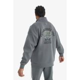 Defacto NBA Chicago Bulls Oversize Fermuarlı Dik Yaka Sweatshirt, S, D8616AX25SP, Gri, Erkek