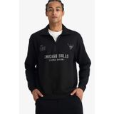 Defacto Nba Chicago Bulls Relax Fit Polo Yaka Jakarlı Sweatshirt F5859ax25wnbk81 Siyah-bk81
