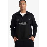 DeFacto NBA Chicago Bulls Relax Fit Polo Yaka Jakarlı Sweatshirt, L, F5859AX25WN, Siyah-BK81, erkek