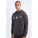 DeFacto NBA Golden State Warriors Boxy Fit Kapüşonlu Baskılı Kalın Sweatshirt D0674AX24AU