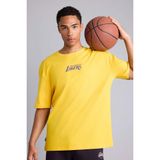DeFacto NBA Los Angeles Lakers Oversize Bisiklet Yaka Kısa Kollu Tişört, M, C4465AX26SP, Sarı, Erkek