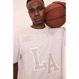 DeFacto NBA Los Angeles Lakers Oversize Geniş Kalıp Bisiklet Yaka Kısa Kollu Pike Tişört, M, D8551AX25SP, Bej-BG745, Erkek