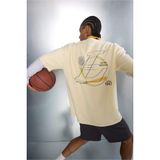 DeFacto NBA Los Angeles Lakers Relax Fit Bisiklet Yaka Kısa Kollu Tişört, S, F9790AX26SP, Sarı-YL238, Erkek