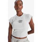 DeFacto NBA Los Angeles Lakers Standart Fit Bisiklet Yaka Nakış Baskı Fitilli Kaşkorse Kısa Kollu Tişört E3828AX25SM - Gri-GR93 - XS