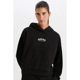 DeFacto NBA Miami Heat Kapüşonlu Kalın Sweatshirt, L, D2359AX24AU, Siyah, kadın