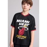 DeFacto NBA Miami Heat New Regular Fit V Yaka Mesh Forma Kumaş Kısa Kollu Tişört Erkek Çocuk H2897A826HS
