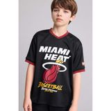 DeFacto NBA Mıamı Heat New Regular Fıt V Yaka Mesh Forma Kumaş Kısa Kollu Tişört Erkek Çocuk