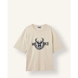 DeFacto NBA Milwaukee Bucks Boxy Fit Bisiklet Yaka Kısa Kollu Tişört H8266AX26AU - Bej-BG662 - XL