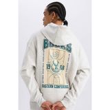 DeFacto NBA Milwaukee Bucks Oversize Geniş Kalıp Kapüşonlu Sırt Baskılı Kalın Sweatshirt D6699AX25SP