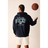 DeFacto NBA Milwaukee Bucks Oversize Kapüşonlu Cepli Fermuarlı Sweatshirt Hırka H7762AX26AU - Lacivert-NV253