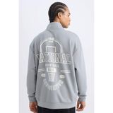 DeFacto NBA Wordmark Oversize Geniş Kalıp Fermuarlı Dik Yaka Sırt Baskılı Skuba Dalgıç Kumaş Sweatshirt