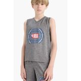 DeFacto NBA Wordmark V Yaka Atlet Erkek Çocuk, 7/8 Yaş (128cm), E4847A825HS, Gri