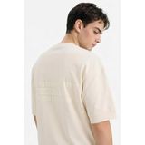 DeFacto Nefes Alabilen Loose Fit Baskılı Tişört, M, F8128AX26SP, Ekru-ER105, Erkek