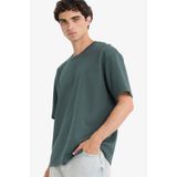DeFacto Nefes Alabilen Oversize Tişört, S, X3926AZ25AU, Yeşil, Erkek