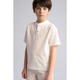 DeFacto New Regular Fit Hakim Yaka Kısa Kollu Tişört Erkek Çocuk H3496A826HS - Ekru-ER105 - 13 - 14 Yaş