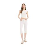 DeFacto Normal Bel Dokuma Kapri Pantolon, 38, B9173AX24SM, Beyaz-WT1, Kadın