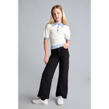 DeFacto Okul %100 Pamuk Wide Leg Düz Paça Cepli Gabardin Pantolon Kız Çocuk H9668A826AU