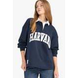 DeFacto Okula Dönüş Harvard Unıversıty Oversıze Polo Yaka Baskılı Kalın Kumaş Sweatshirt G3692AX25AU