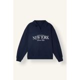 DeFacto Okula Dönüş Relax Fıt Polo Yaka Baskılı Kalın Sweatshirt Kumaşı Sweatshirt I3316AX26WN
