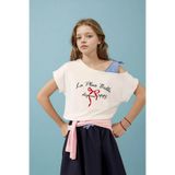 DeFacto Omzu Açık Baskılı Ekru Kız Çocuk T-Shirt H1437A8/ER105