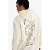 Defacto One Piece Boxy Fit Kapüşonlu Sırt Baskılı Sweatshirt E9317ax25auer235 Ekru