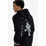 Defacto One Piece Boxy Fit Kapüşonlu Sırt Baskılı Sweatshirt E9321ax25aubk81 Siyah