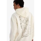 Defacto One Piece Boxy Fit Kapüşonlu Sırt Baskılı Sweatshirt, L, E9317AX25AU, Ekru-ER235, Erkek