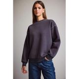 DeFacto Overshirt Fit Bisiklet Yaka Sweatshirt, L, G3320AX25AU, Gri-GR257, kadın