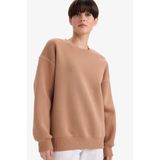 DeFacto Overshirt Fit Bisiklet Yaka Sweatshirt, S, G3320AX25AU, Kahve-BN336, kadın