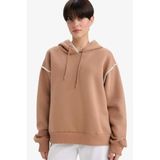 DeFacto Overshirt Fit Kapüşonlu Sweatshirt, M, G3318AX25AU, Kahve-BN336, kadın