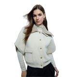 DeFacto Overshirt Fit Naylon Hırka, L, H1264AX26SP, Ekru-ER105, Kadın