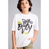 DeFacto Oversıze Baskılı Beyaz Erkek Çocuk T-Shirt G9728A8/WT34