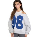 DeFacto Oversıze Baskılı Kalın Kumaş Sweatshirt, L, G7172AX25CW, Gri-GR4, kadın