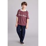 DeFacto Oversize Baskılı Modal Kısa Kollu Polo Tişört Erkek Çocuk H0914A826SM - Bordo-BR494 - 8 - 9 Yaş