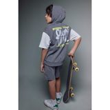 DeFacto Oversıze Baskılı Sweatshirt Kumaşı Kısa Kollu Tişört Erkek Çocuk, 8-9 Yaş, G9737A826SM, Gri-GR452, Erkek Çocuk
