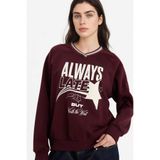 DeFacto Oversıze Baskılı Sweatshirt, L, G9598AX26SP, Bordo-BR171, kadın
