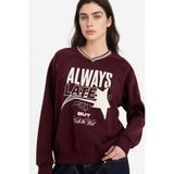 DeFacto Oversıze Baskılı Sweatshirt, XL, G9598AX26SP, Bordo-BR171, kadın