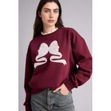 Defacto Oversıze Baskılı Sweatshirt, Xl, G9608AX26SP, Bordo, Kadın