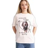 DeFacto Oversıze Baskılı T-Shirt Beyaz, XS, G9624AX26SM, Beyaz-WT32, Kadın